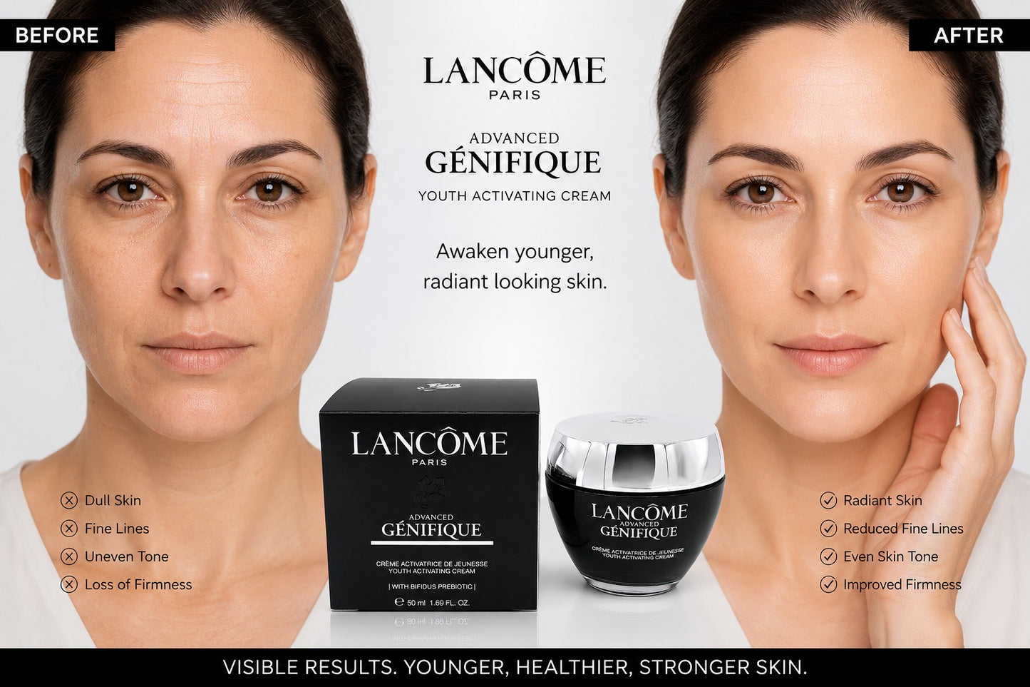 Lancôme Advanced Génifique Youth Activating Cream with Bifidus Prebiotic 50ml / 1.69 oz – Anti-Aging Face Moisturizer – New in Box
