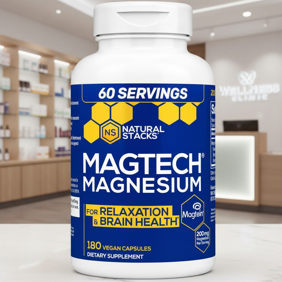 Natural Stacks MagTech Magnesium Supplement 180 Vegan Capsules | Magnesium L-Threonate, Glycinate &amp; Taurate Complex