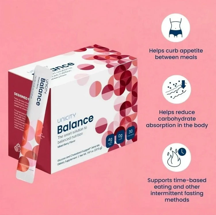 Unicity Balance Mixed Berry Dietary Fiber Supplement Drink Mix – 30 Sachets | Glucose &amp; Cholesterol Support | Daily Wellness Fiber