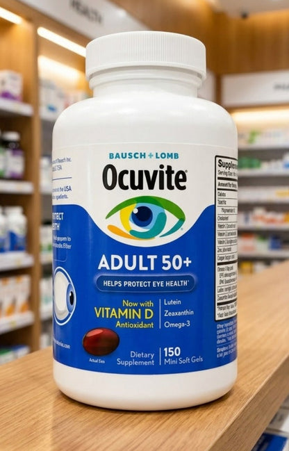 Bausch + Lomb Ocuvite Adult 50+ Eye Vitamin &amp; Mineral Supplement | 150 Softgels | Lutein, Zeaxanthin &amp; Omega-3