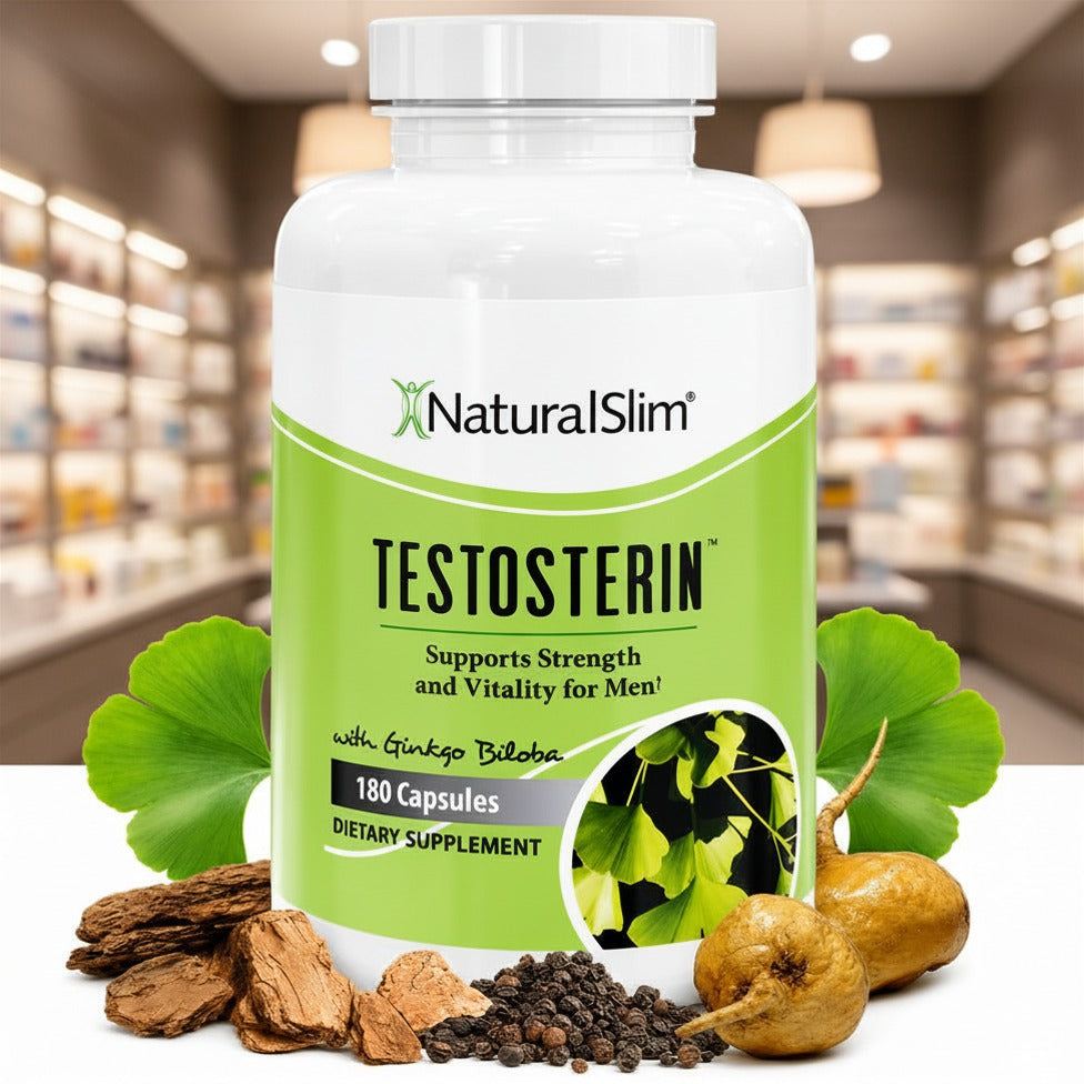NaturalSlim Testosterin Men’s Multivitamin &amp; Herbal Testosterone Support Supplement – 180 Capsules