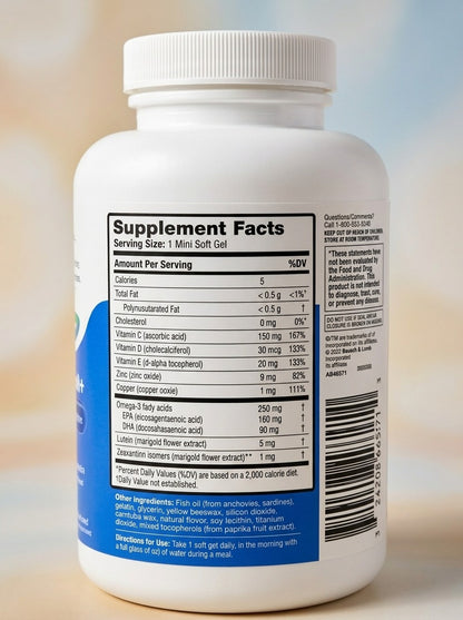 Bausch + Lomb Ocuvite Adult 50+ Eye Vitamin &amp; Mineral Supplement | 150 Softgels | Lutein, Zeaxanthin &amp; Omega-3
