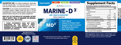 Marine Essentials Marine-D3 Omega-3 &amp; Vitamin D3 Supplement | Anti-Aging Support | 60 Capsules
