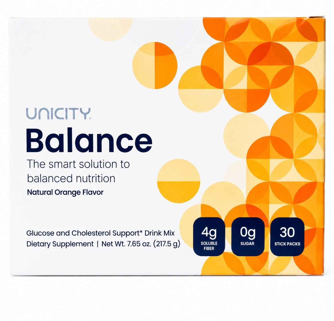 Unicity Balance Orange Fiber Supplement Drink Mix – 30 Stick Packs – Natural Orange Flavor – New &amp; Sealed