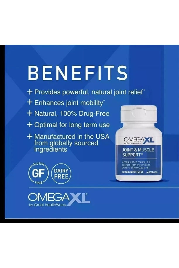 OmegaXL Green Lipped Mussel Joint &amp; Muscle Support Supplement – 120 Capsules | Natural Mobility &amp; Comfort Formula