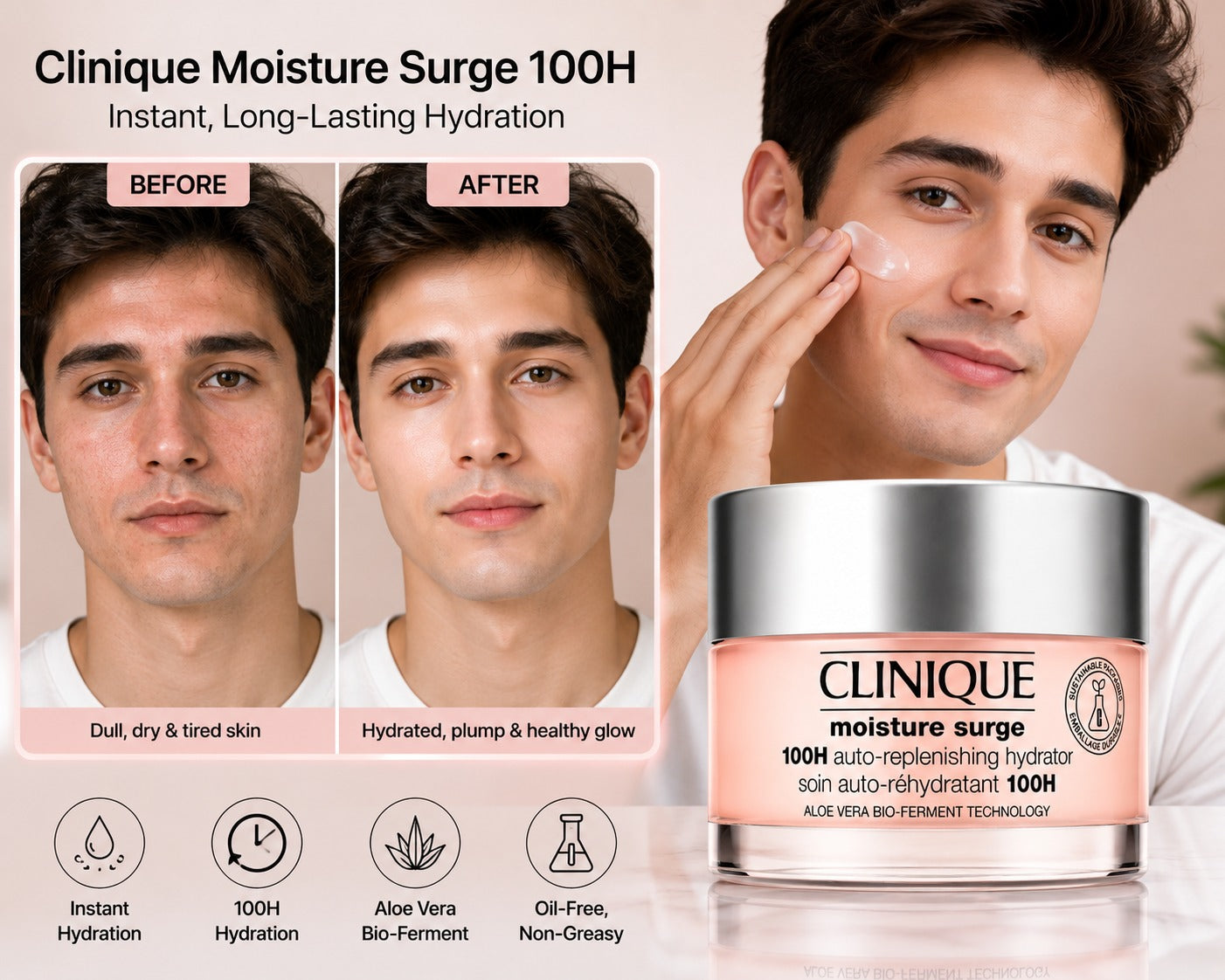 Clinique Moisture Surge 100H Auto-Replenishing Hydrator Moisturizer 1.7 oz / 50ml Face Gel Cream - New Sealed
