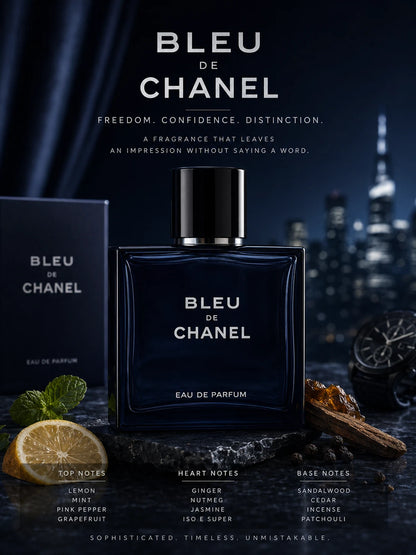BLEU de CHANEL Eau De Parfum EDP for Men 3.4 fl oz / 100ml Spray New Authentic
