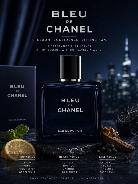 BLEU de CHANEL Eau De Parfum EDP for Men 3.4 fl oz / 100ml Spray New Authentic